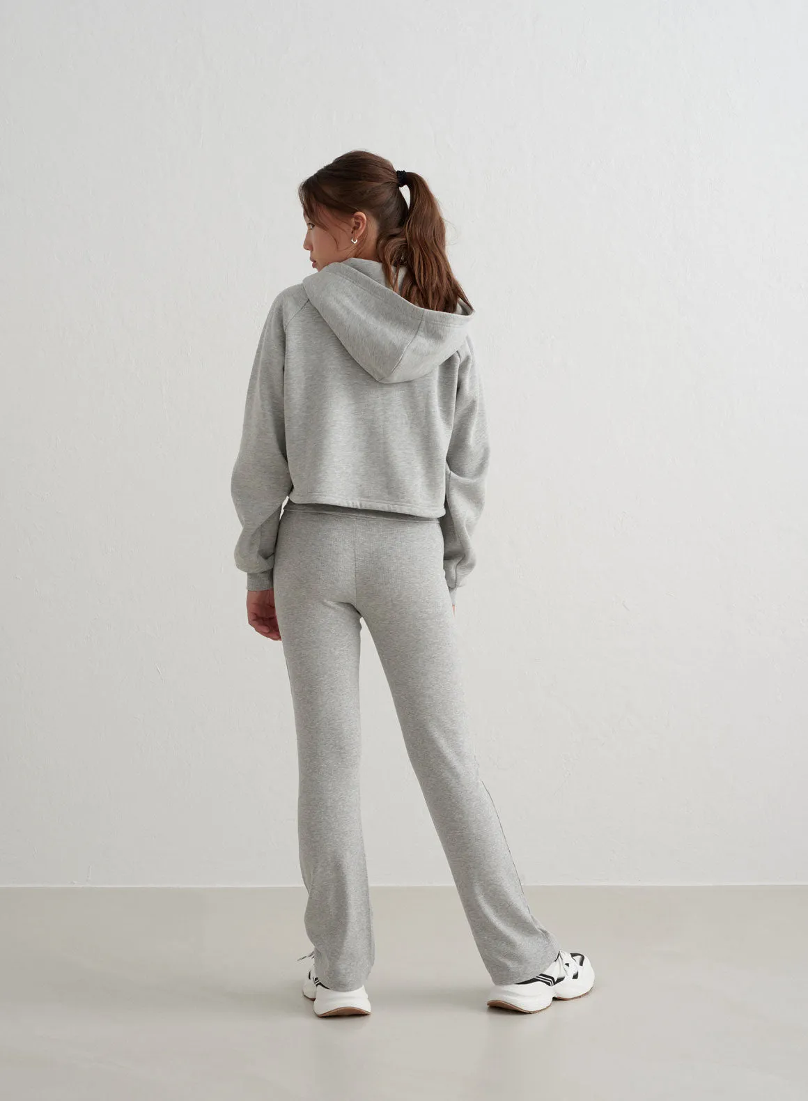 Grey Melange Young Ease Ribbed Pants