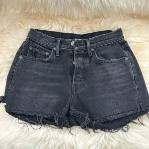 GRLFRND HI WAIST BLACK DISTRESSED DENIM SHORTS SZ 24