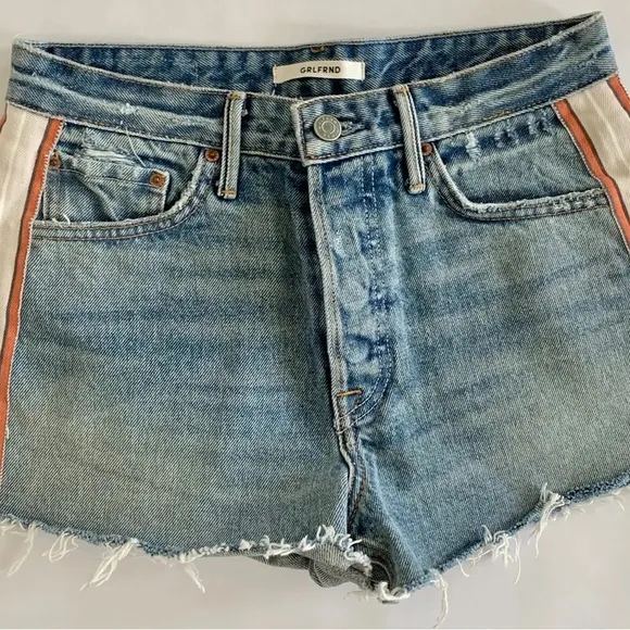 ✨GRLFRND✨Cindy Side Stripe Denim Shorts