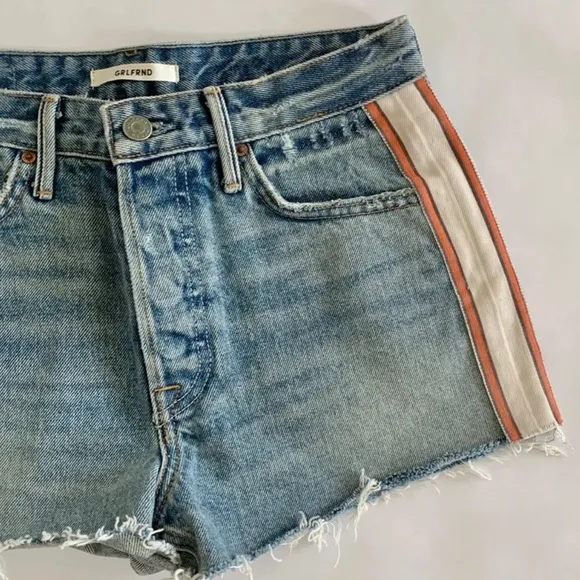 ✨GRLFRND✨Cindy Side Stripe Denim Shorts