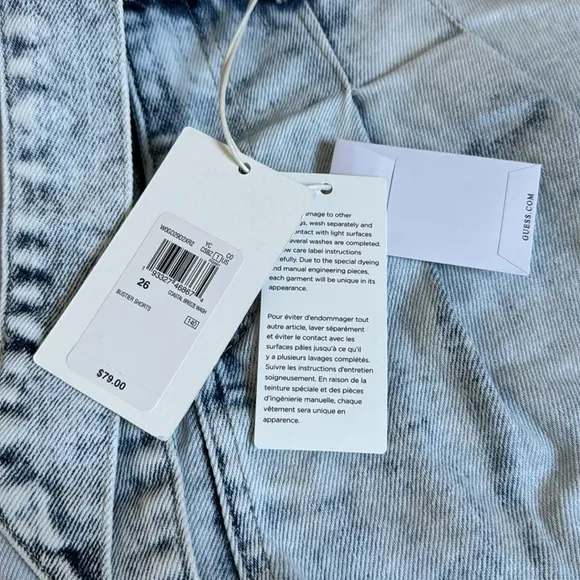 Guess Acid Wash Belted Denim Shorts