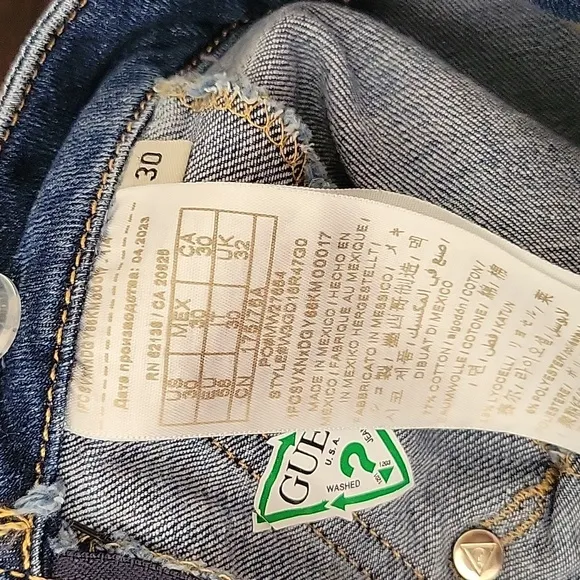 Guess Janae Blue Denim Short Tencel Feel Right Features, Side Zipper 30