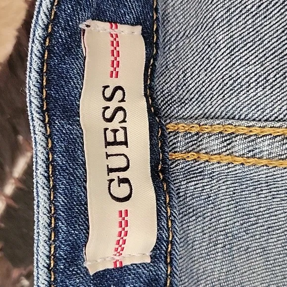 Guess Janae Blue Denim Short Tencel Feel Right Features, Side Zipper 30