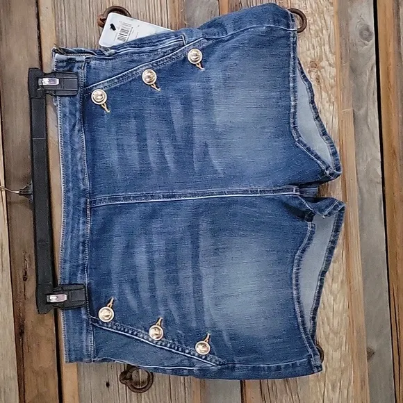 Guess Janae Blue Denim Short Tencel Feel Right Features, Side Zipper 30