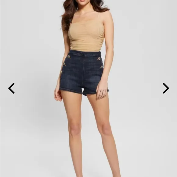 Guess Janae Blue Denim Short Tencel Feel Right Features, Side Zipper 30