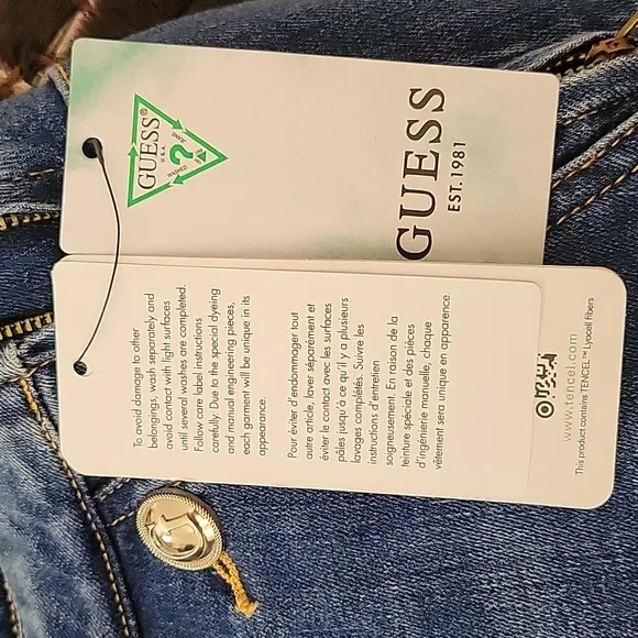 Guess Janae Blue Denim Short Tencel Feel Right Features, Side Zipper 30