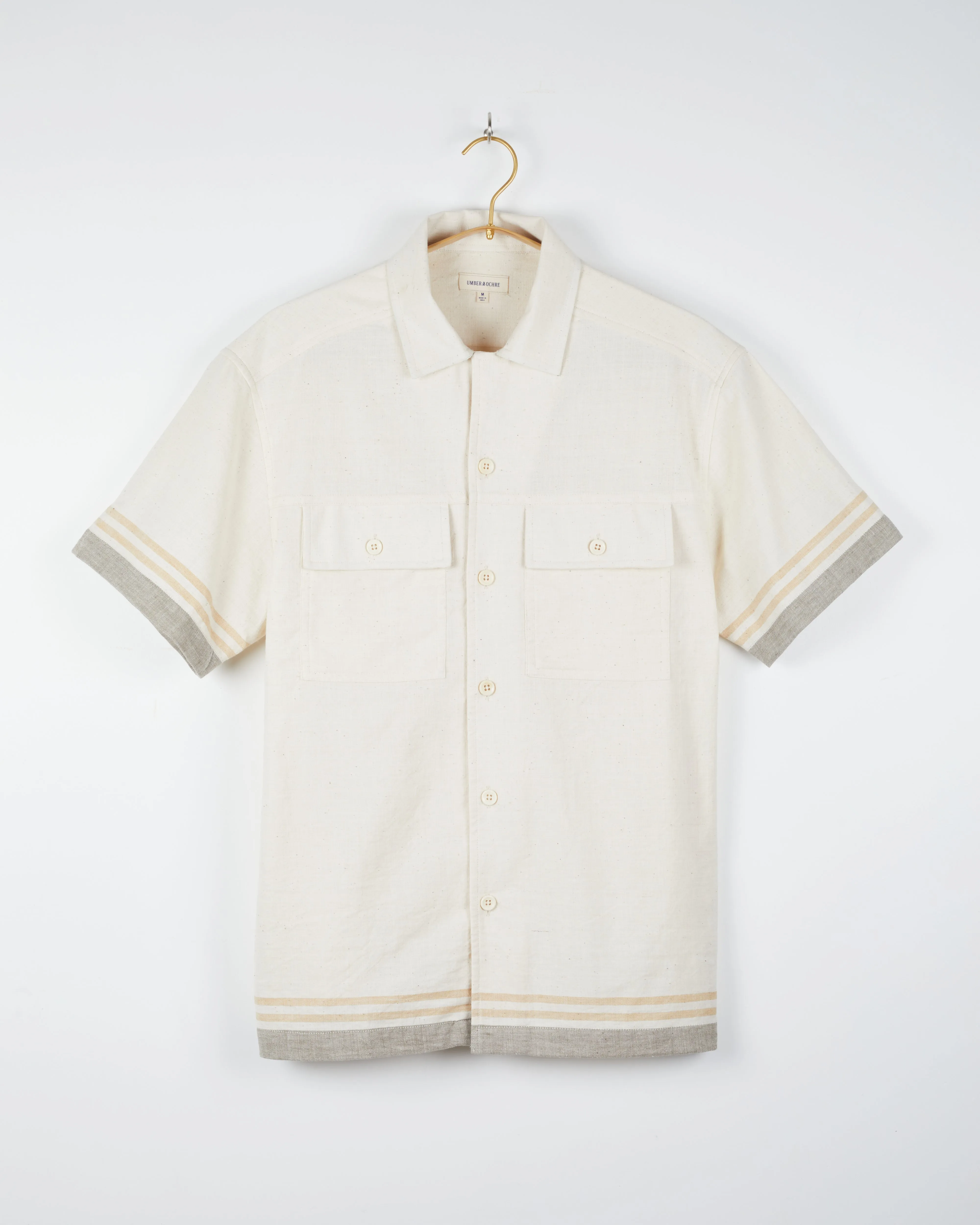 Harshil Two-Pocket Shirt in Tipping Stripe Border Natural