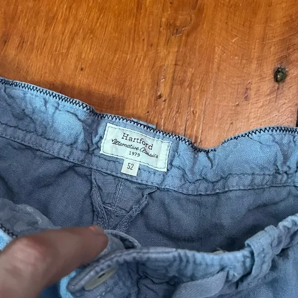Hartford alternative classics 100% linen blue drawstring shorts size 8 / M / 52