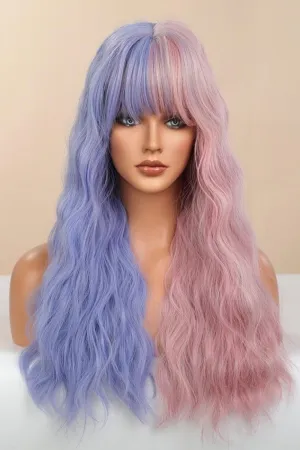 Hazel Blues® | 13*1" Full-Machine Wigs Synthetic Long Wave 26" in Blue/Pink Split Dye