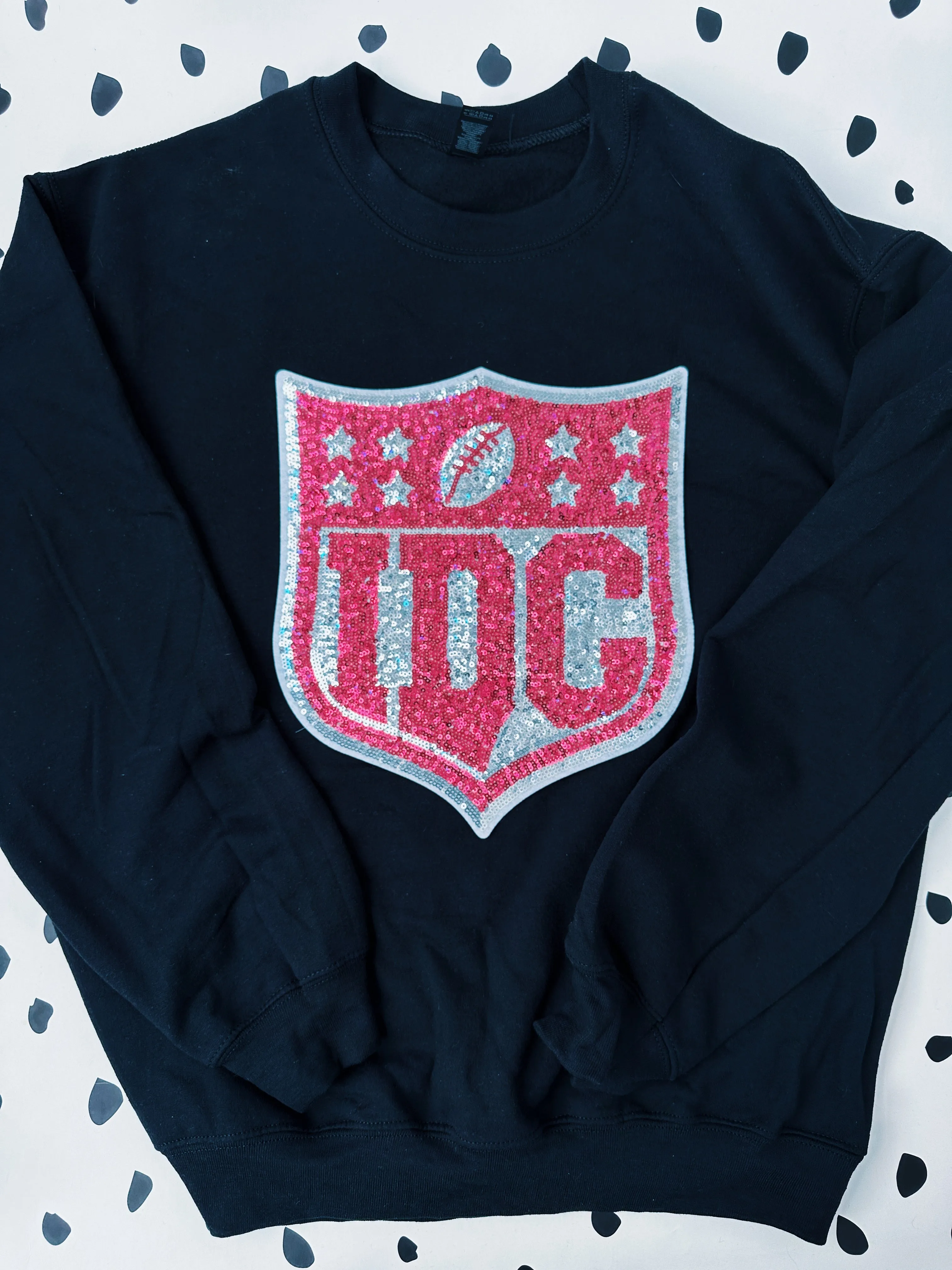 IDC Football Sequin Patch Unisex Crewneck Sweatshirt // FLASH SALE