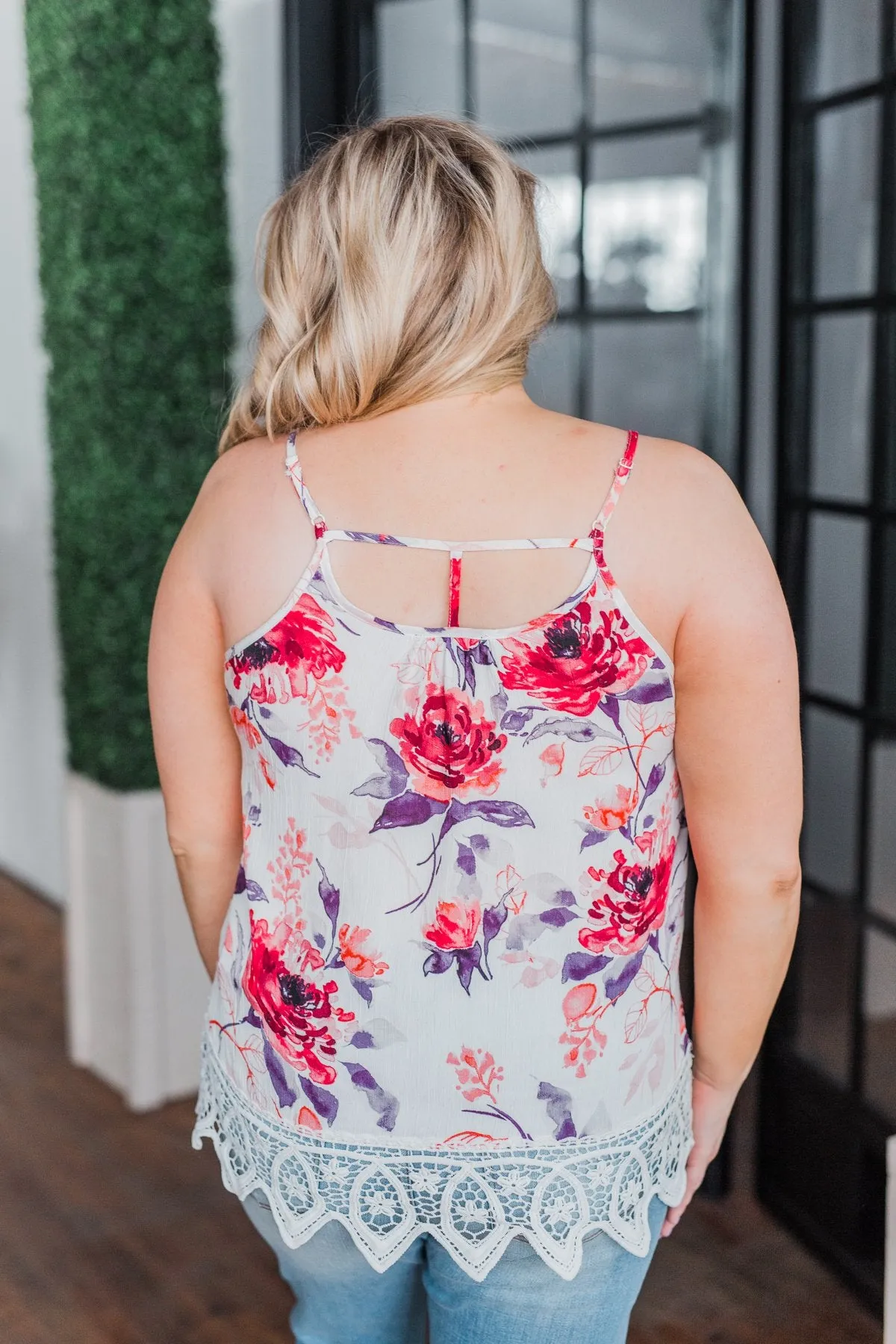 If You Were With Me Floral Tank Top- Ivory