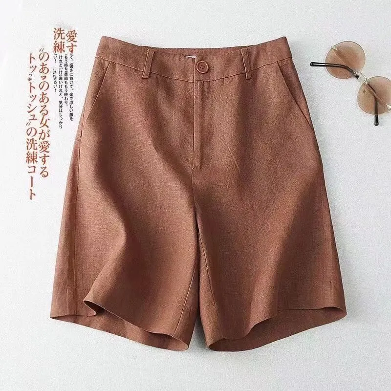 INSTOCK-Plus size suit pants female summer cotton and linen