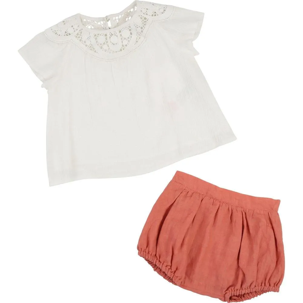 Ivory Blouse & Shorts