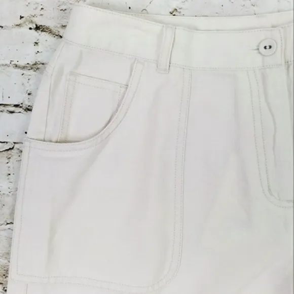 J Jill Stone Color Tencel Linen Blend Flat Front Walking Shorts Womens Size 10