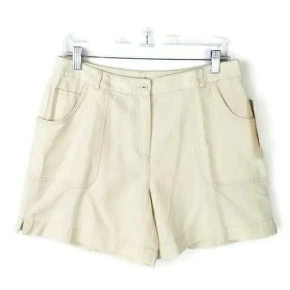 J Jill Stone Color Tencel Linen Blend Flat Front Walking Shorts Womens Size 10