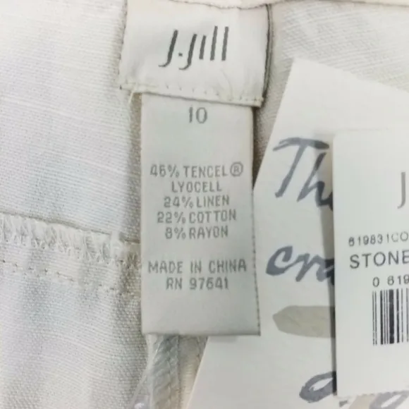 J Jill Stone Color Tencel Linen Blend Flat Front Walking Shorts Womens Size 10