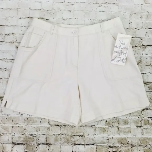 J Jill Stone Color Tencel Linen Blend Flat Front Walking Shorts Womens Size 10