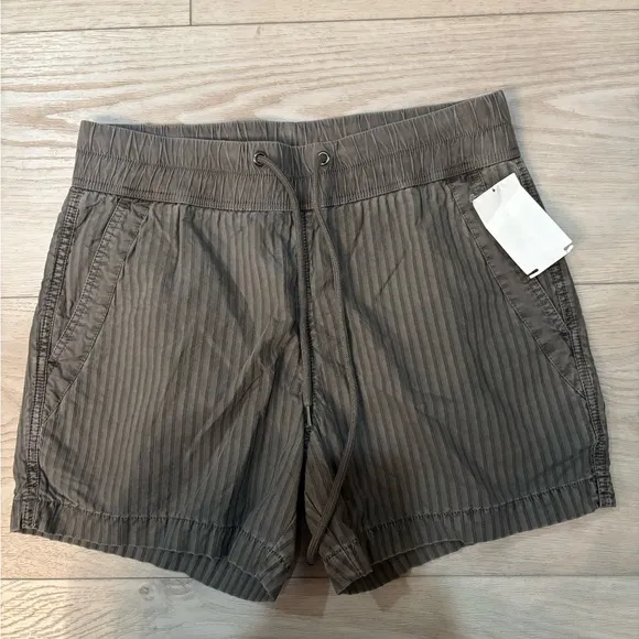 James Perse Linen Blend Drawstring Shorts Size 0 Medium $245 Olive Stripe New