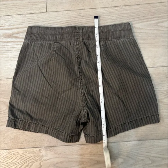 James Perse Linen Blend Drawstring Shorts Size 0 Medium $245 Olive Stripe New