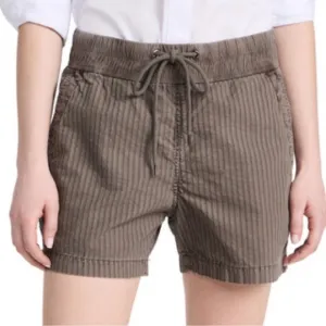 James Perse Linen Blend Drawstring Shorts Size 0 Medium $245 Olive Stripe New