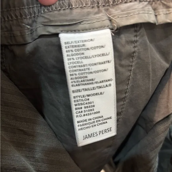 James Perse Linen Blend Drawstring Shorts Size 0 Medium $245 Olive Stripe New