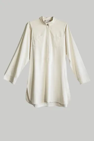Jasmine Shirt Dress Cream & Black Kohl Raw Silk {Made to Order}