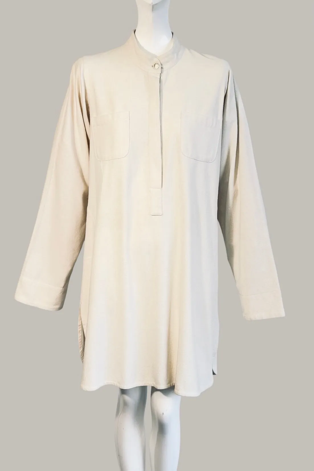 Jasmine Shirt Dress Cream & Black Kohl Raw Silk {Made to Order}