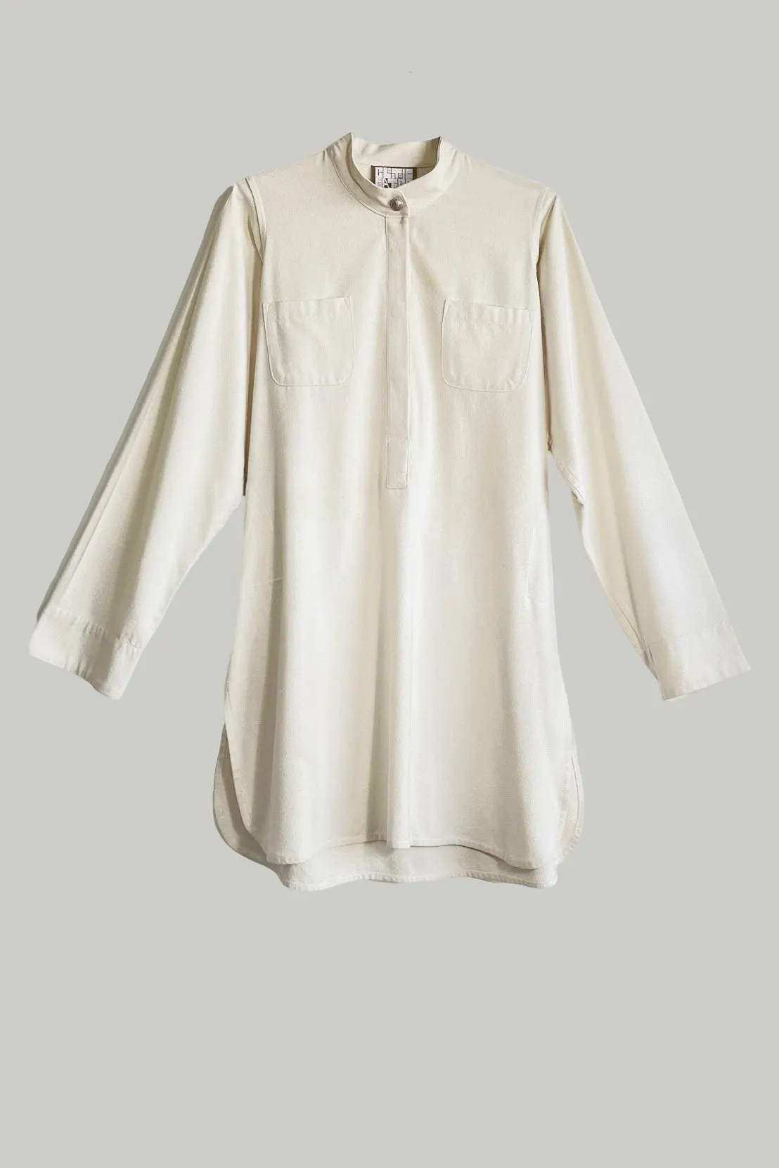 Jasmine Shirt Dress Cream & Black Kohl Raw Silk {Made to Order}