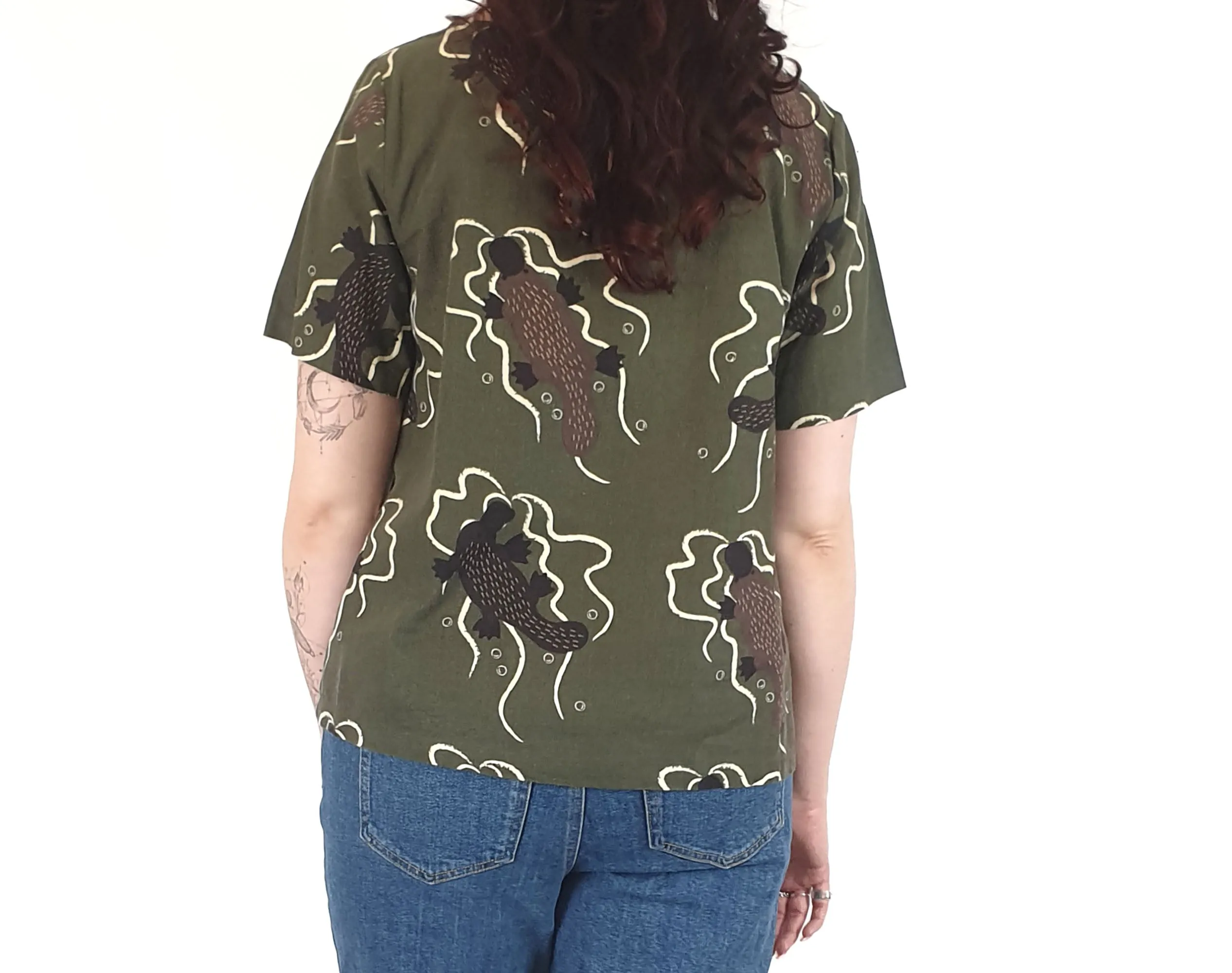 Jericho Road green echidna print top size 12