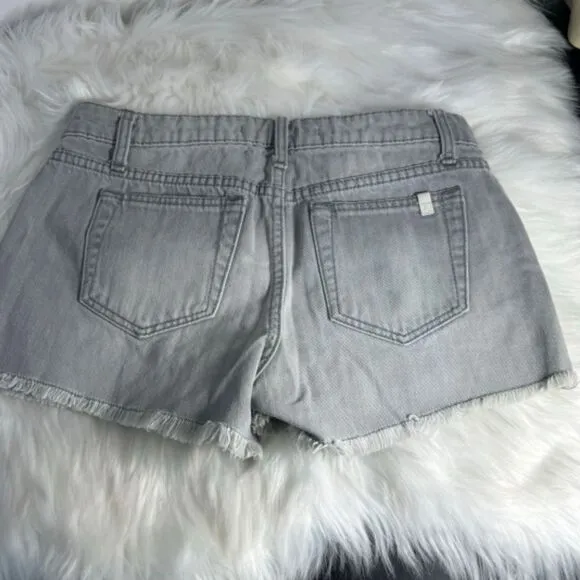 Joe's Jeans Grey Sofia Wash Mid Rise Raw Hem Denim Shorts Sz 27