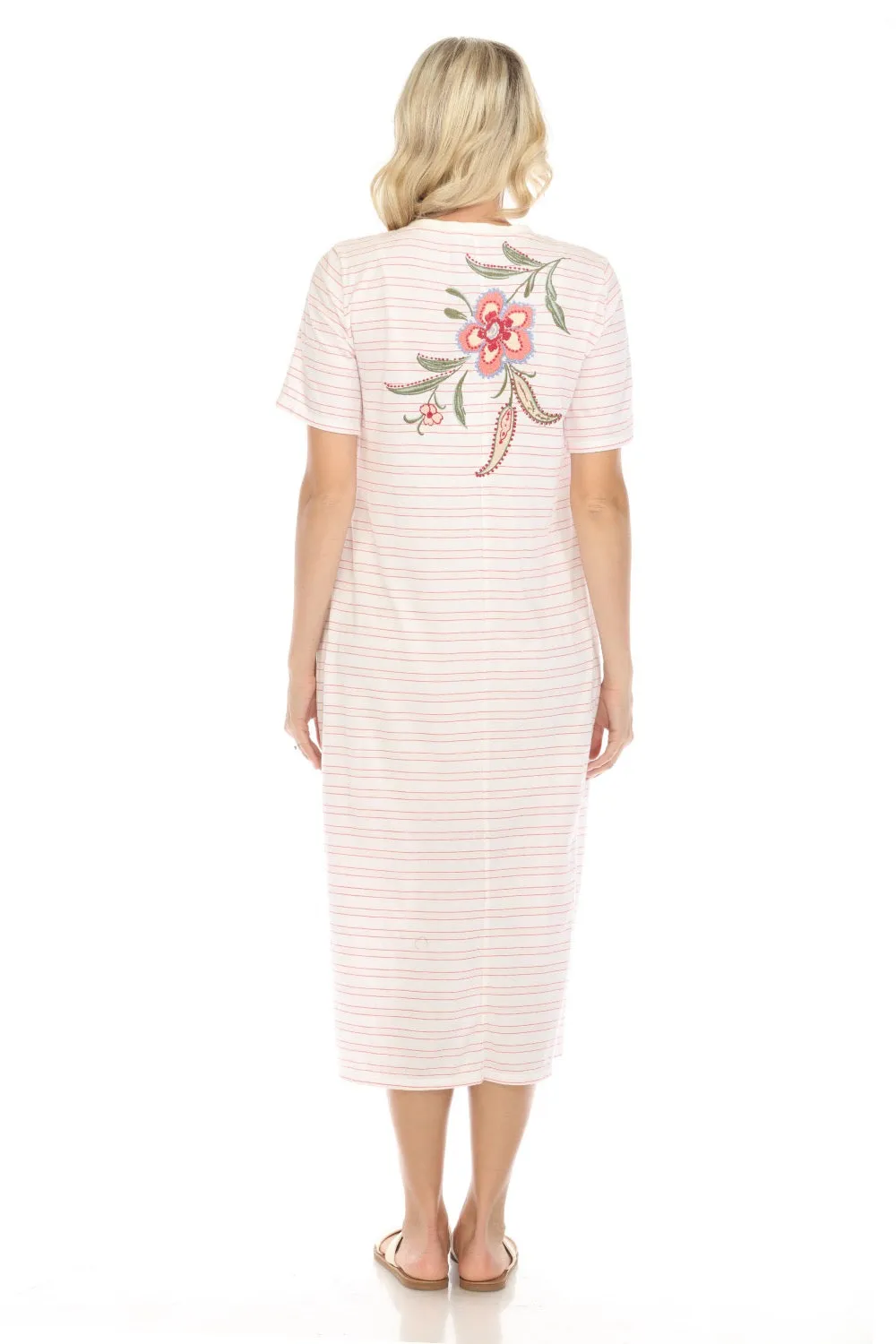 Johnny Was JWLA Stripe Libbi Trapunto T-Shirt Dress J31624 Boho Chic