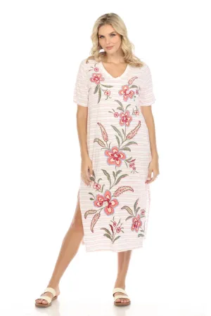 Johnny Was JWLA Stripe Libbi Trapunto T-Shirt Dress J31624 Boho Chic