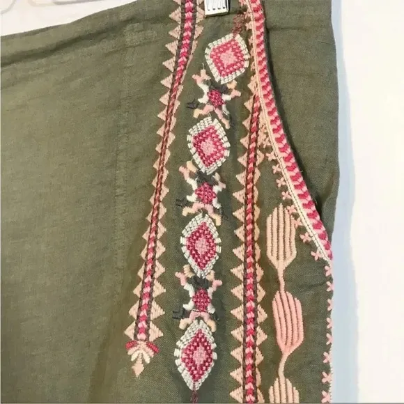 JOHNNY WAS Sabriya Linen Embroidered Shorts Sz XXL