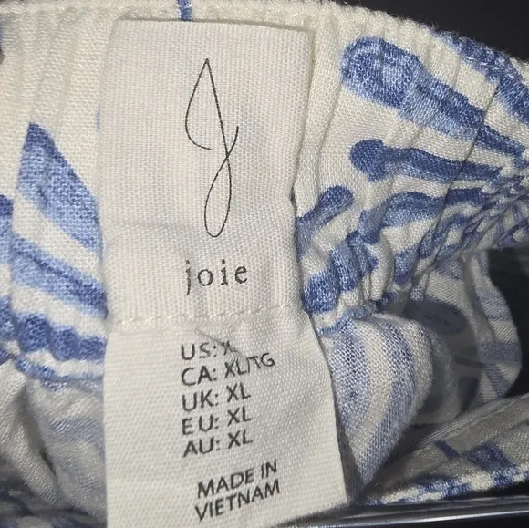 Joie Linen Blend Palm Print Shorts, Size XL