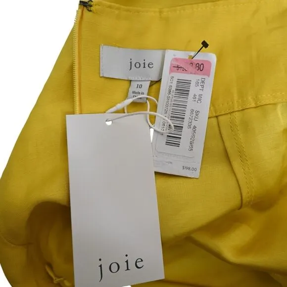 Joie Womens 10 Brenten Linen Blend Shorts in Sulphur Yellow NEW