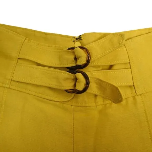 Joie Womens 10 Brenten Linen Blend Shorts in Sulphur Yellow NEW