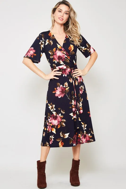 JORDY FLORAL PRINT MIDI DRESS