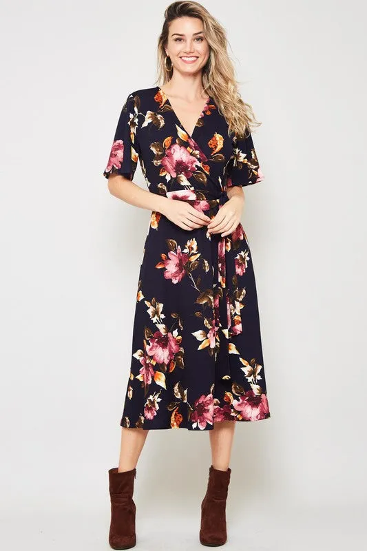 JORDY FLORAL PRINT MIDI DRESS
