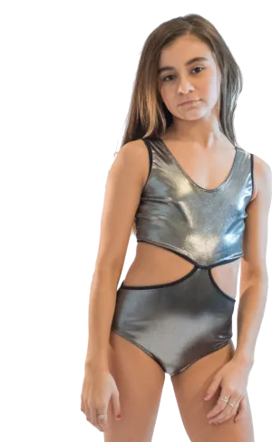 Juniors Silver Shimmer Monokini Bathing Suit