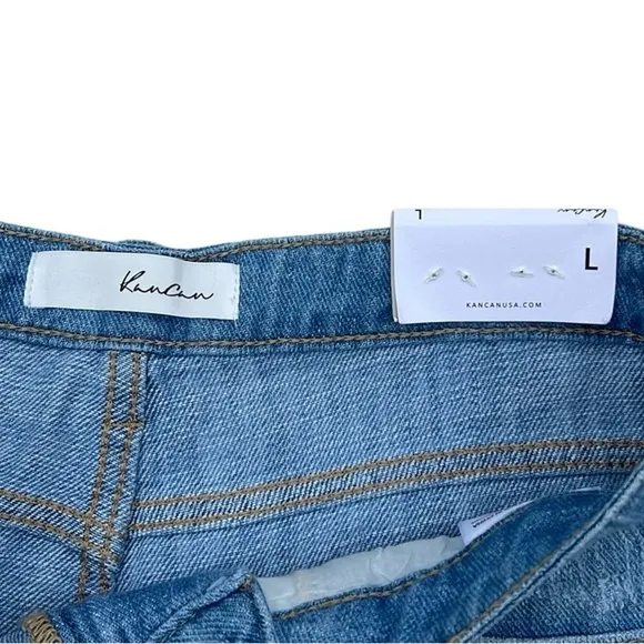 KanCan High Rise Distressed Denim Jean Shorts NWT Size Large