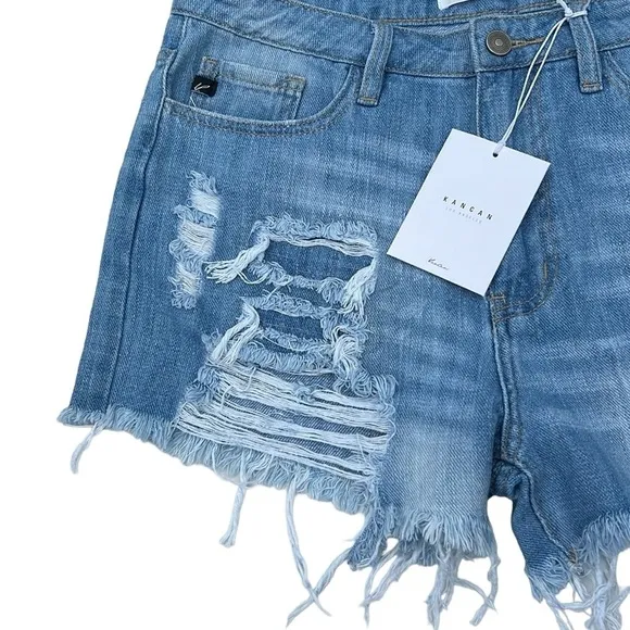 KanCan High Rise Distressed Denim Jean Shorts NWT Size Large