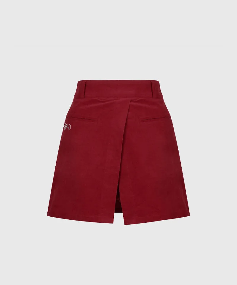 KANDINI Corduroy Skirt-Pants - Burgundy