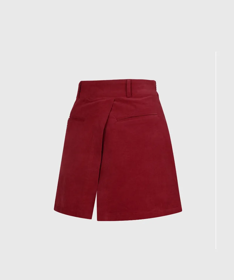 KANDINI Corduroy Skirt-Pants - Burgundy