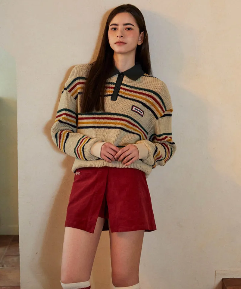 KANDINI Corduroy Skirt-Pants - Burgundy