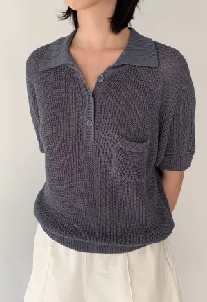 Khatie Knit Polo In Grey