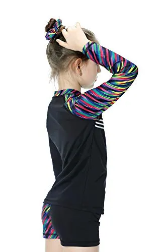 KID1234 Swimsuits for Girls - Long Sleeve Girls Swimsuits, Two Piece Swimsuits for Girls 5-12 Years (14) Black