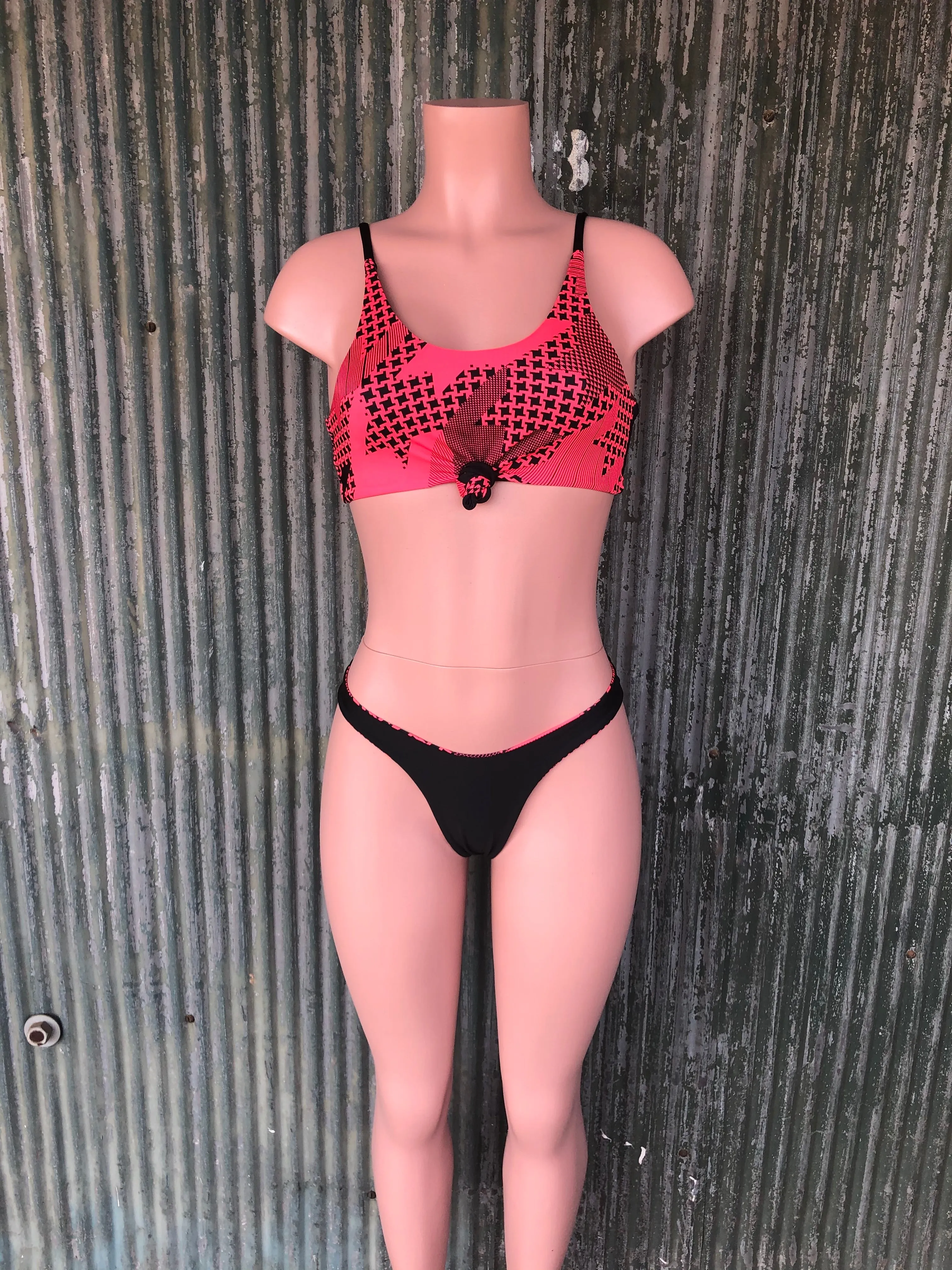 Knotted Houndstooth bikini