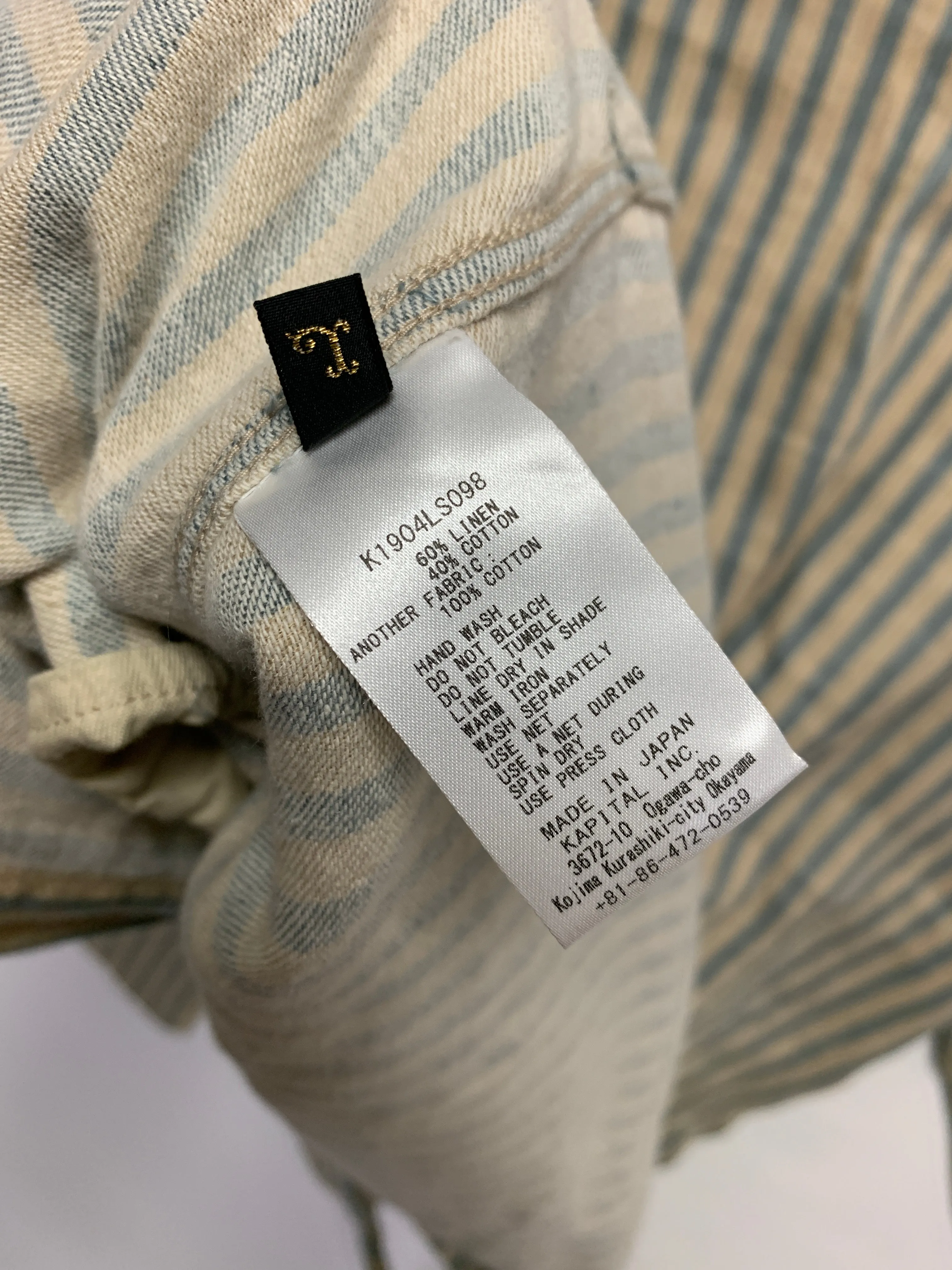 [L] Kapital Linen Stripe Kakashi Shirt Jacket
