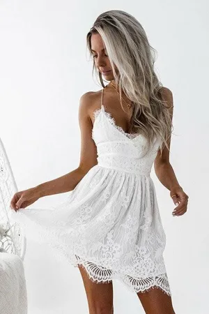 Lace Mini Bridal Informal Wedding Gown with Strappy Back