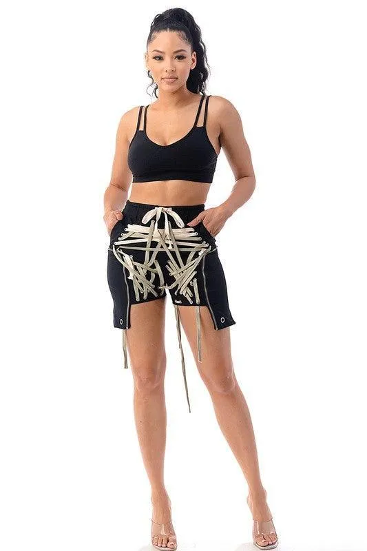 LACE UP SHORTS